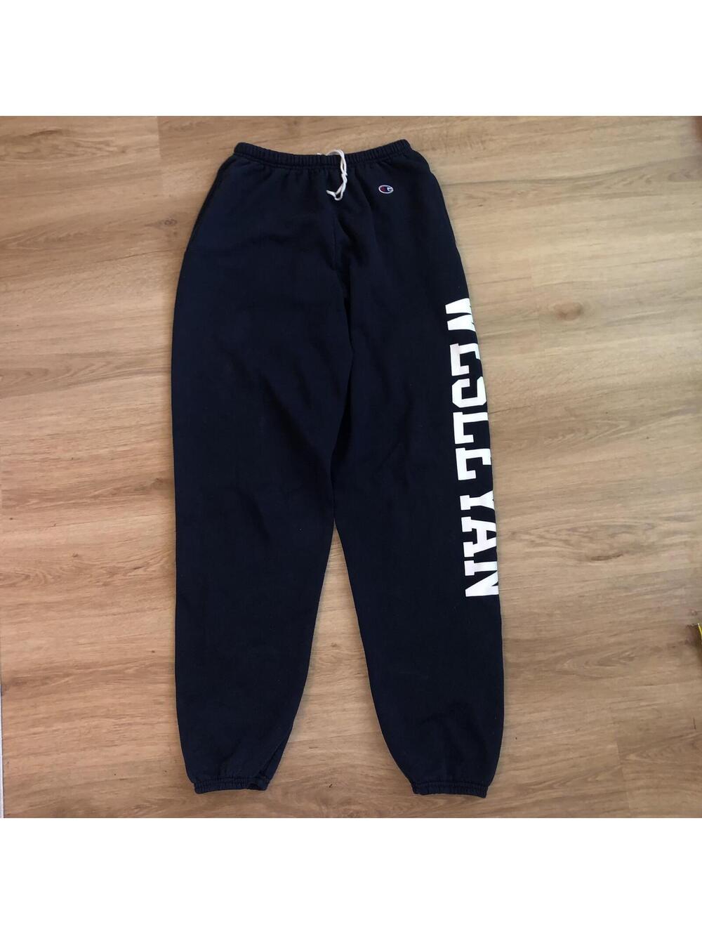 CHAMPION WESLEYAN UNIVERSITY SWEATPANTS NAVY BLUE WHITE UNISEX MENS SIZE MEDIUM